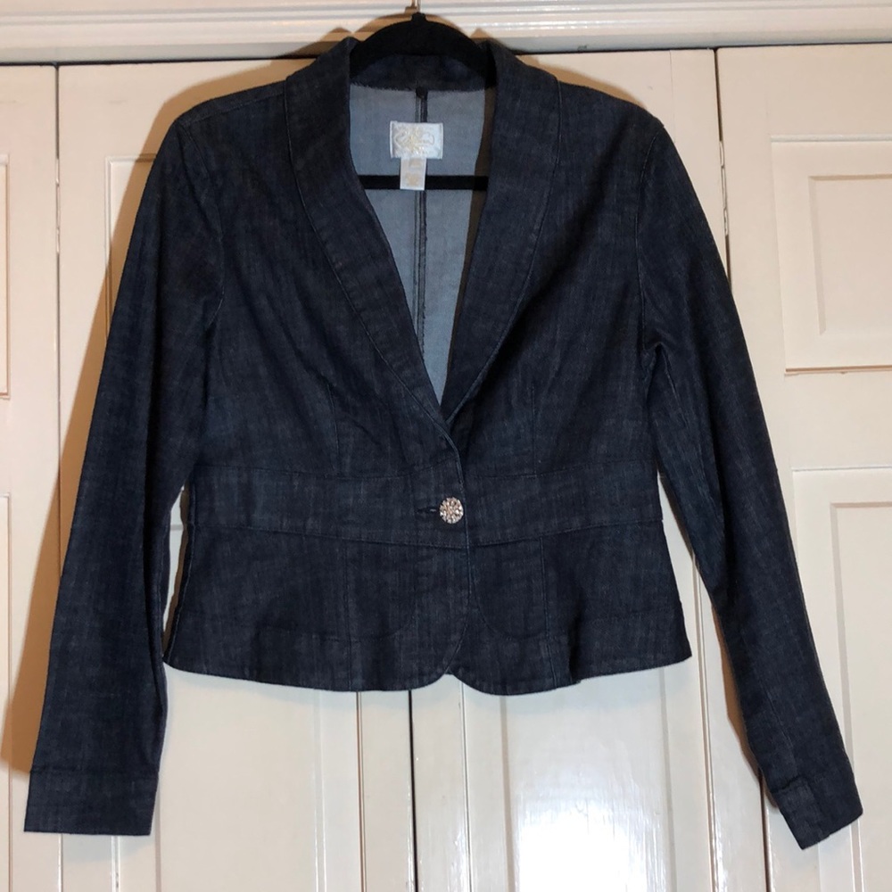 Whbm Structured Denim Jacket Single Button Sz 8 - image 1